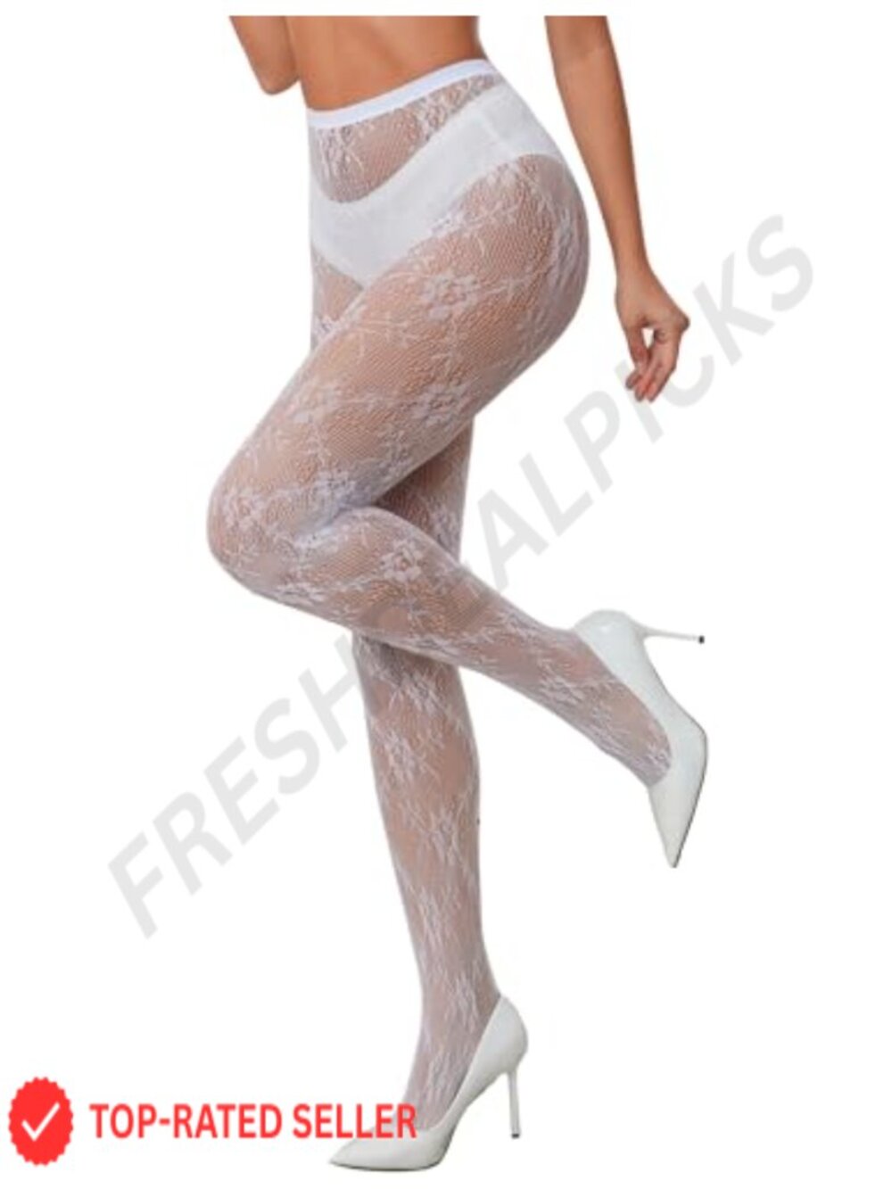 Fishnet Lace Tights High Waist Floral Pantyhose Stretchable
